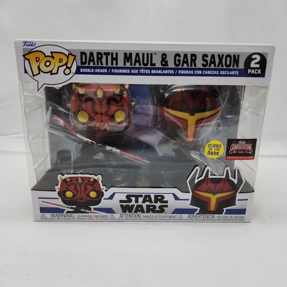 Funko Pop Star Wars Darth Maul Gar Saxon 2 Pack Limited Edition Glow in Dark - Picture 1 of 6